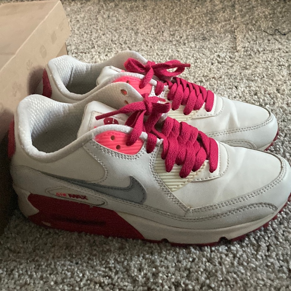 Red and white youth Nike air max